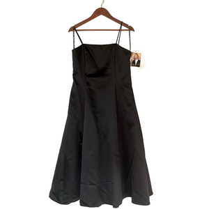 Vintage Scott McClintock Dress Black Satin Formal Midi Length Bow Details 12P
